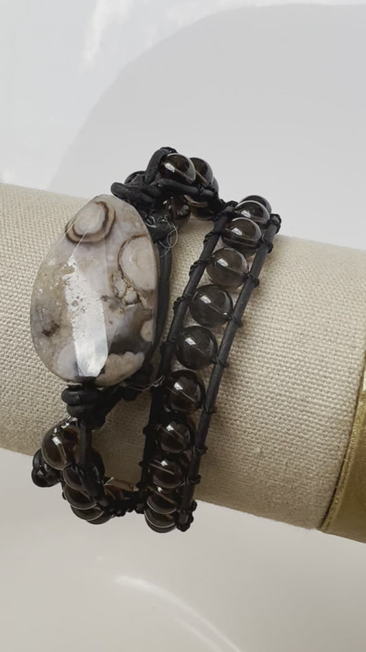 Flower Agate and Smoky Quartz - Finding Balance