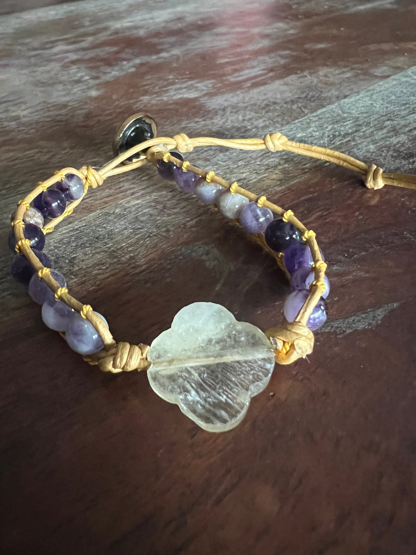 Citrine and Flower Amethyst Bracelet